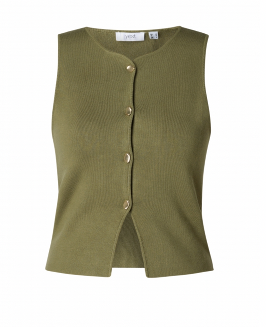 Yest Ianka vest knit in olive green - [shop_name Strathaven] [womens clothing]