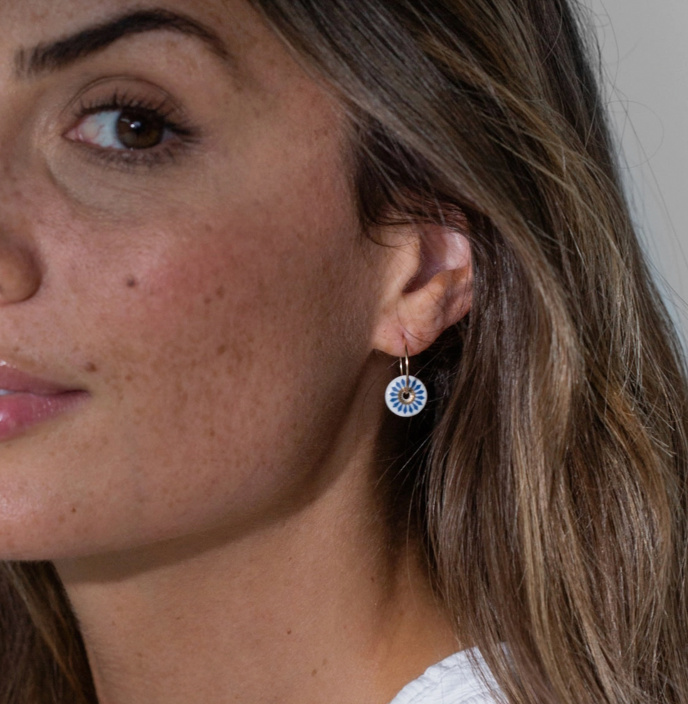 One & Eight Blue Riley porcelain hoop earrings - [shop_name Strathaven] [womens clothing]