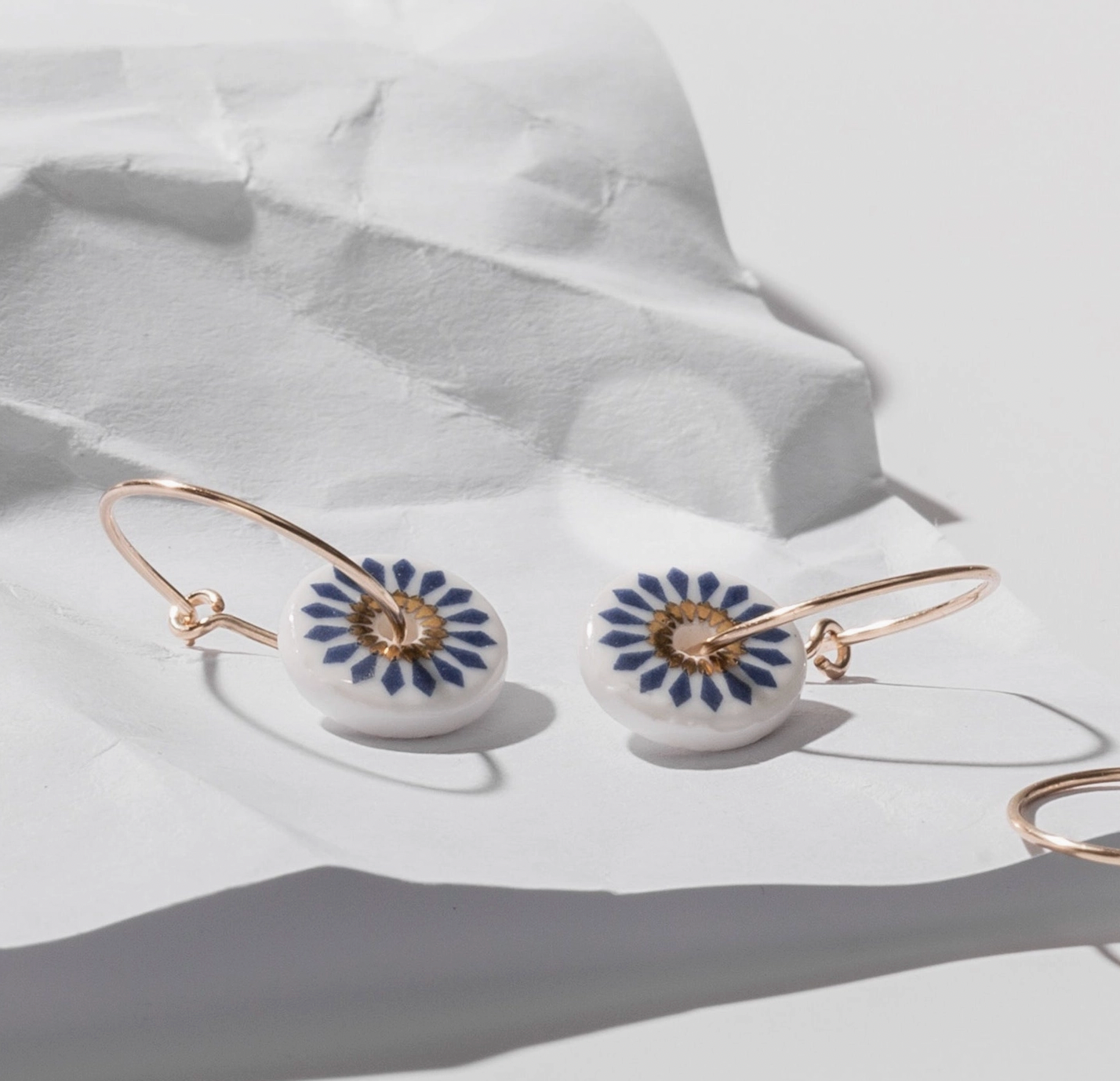 One & Eight Blue Riley porcelain hoop earrings - [shop_name Strathaven] [womens clothing]