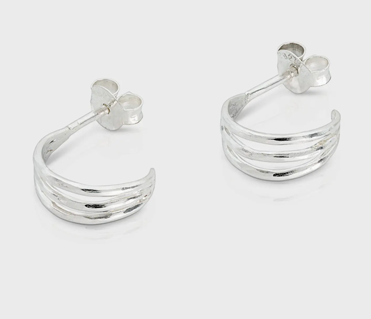 One & Eight Silver trio illusion studs - [shop_name Strathaven] [womens clothing]