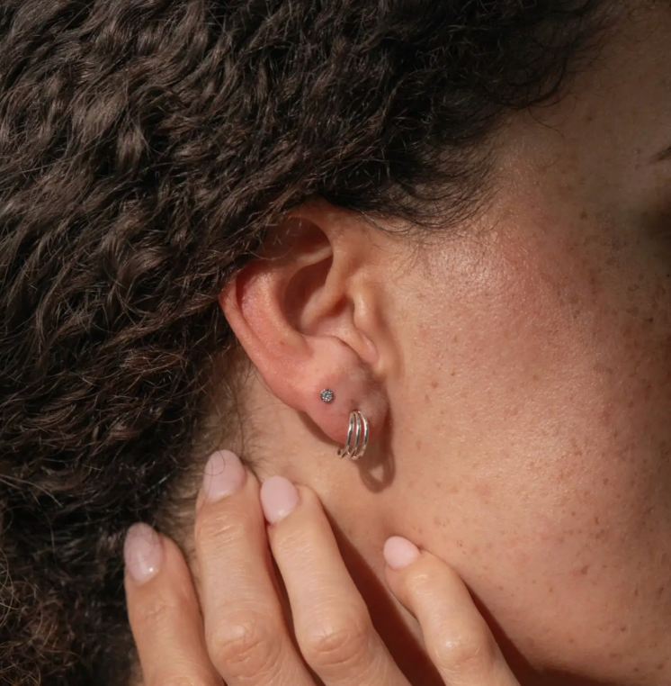 One & Eight Silver trio illusion studs - [shop_name Strathaven] [womens clothing]