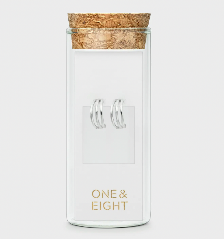 One & Eight Silver trio illusion studs - [shop_name Strathaven] [womens clothing]