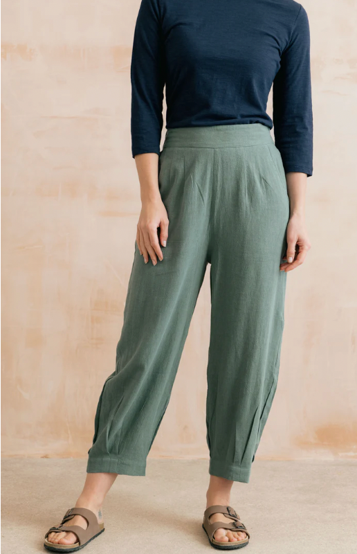 Lily & Me Sail linen blend cropped trousers in laurel green - coming soon