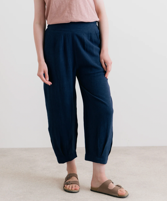 Lily & Me Sail linen blend cropped trousers in navy - coming soon