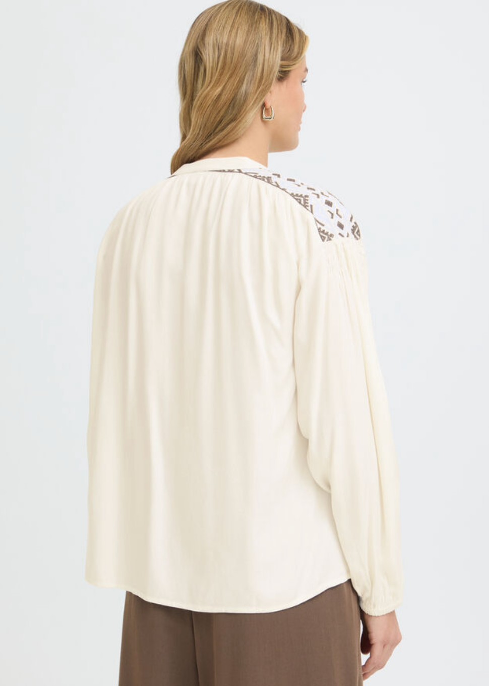 Fransa Helene blouse in whisper white with shoulder detail - [shop_name Strathaven] [womens clothing]
