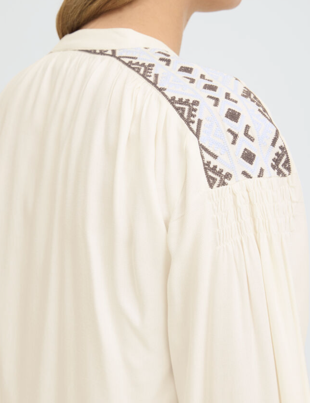 Fransa Helene blouse in whisper white with shoulder detail - [shop_name Strathaven] [womens clothing]