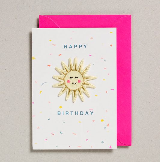 Petra Boase iron on patch sunshine birthday card