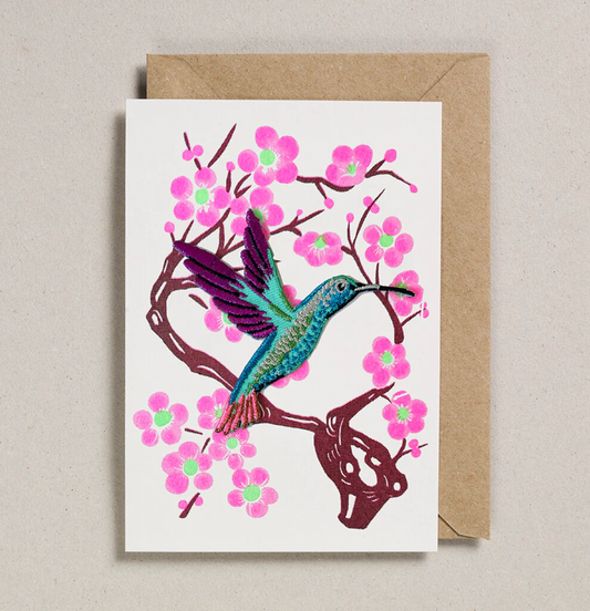 Petra Boase Hummingbird iron on patch greeting card