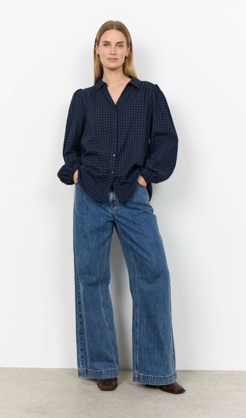Soya Concept Heina blue checked blouse