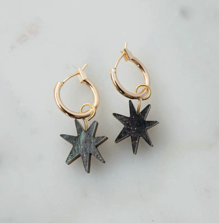 Pepper You Hand drawn star hoop earrings