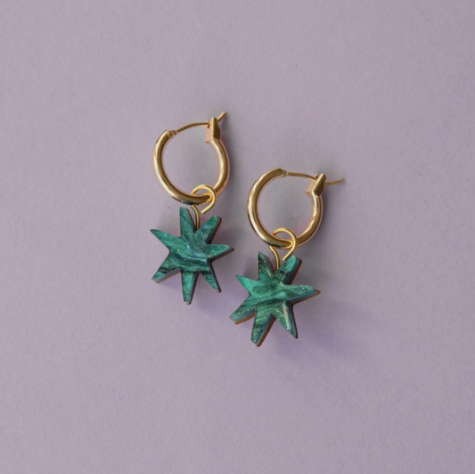 Pepper You Hand drawn star hoop earrings