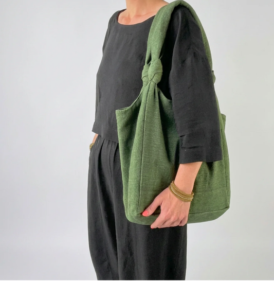 Aura Que Jogi vegan cotton everyday bag in ivy green - [shop_name Strathaven] [womens clothing]