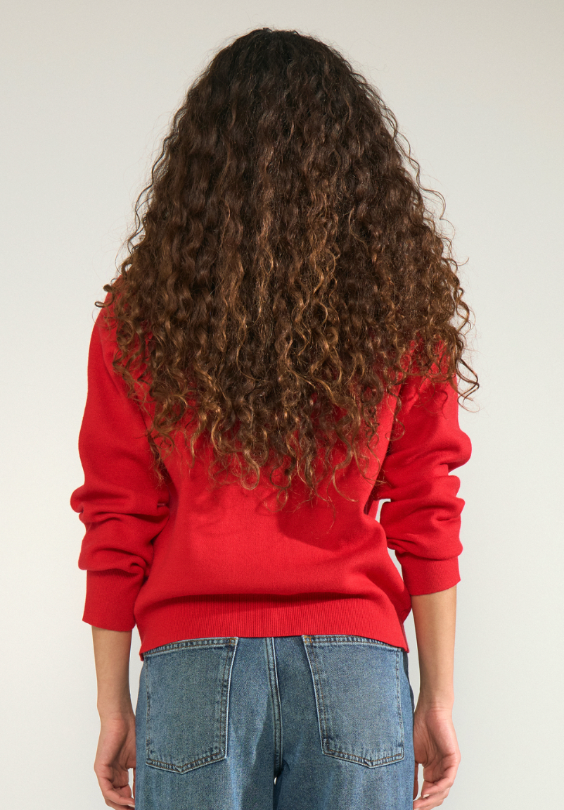 Numph Numarta polo cardigan in goji berry red
