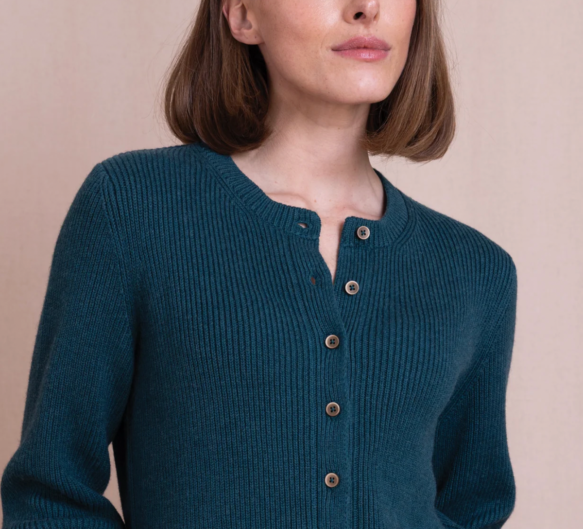 Nomads teal ribbed cardigan - [shop_name Strathaven] [womens clothing]