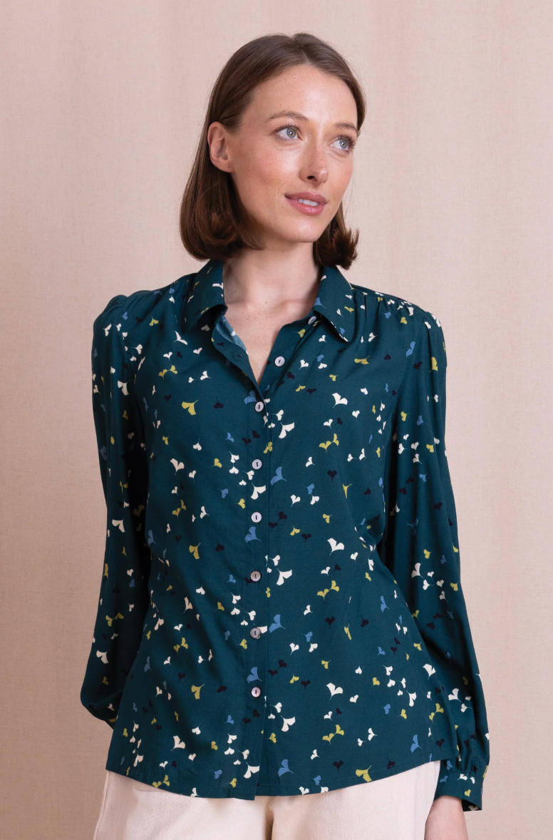 Nomads teal printed shirt
