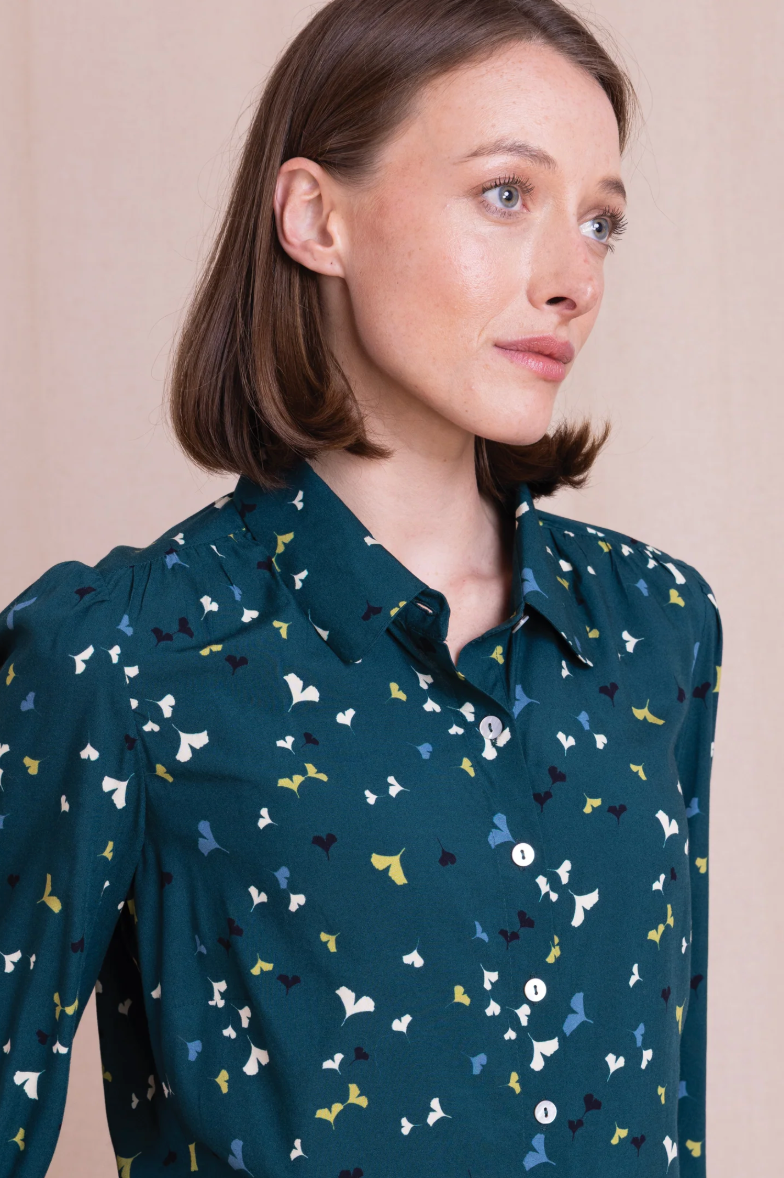 Nomads teal printed shirt