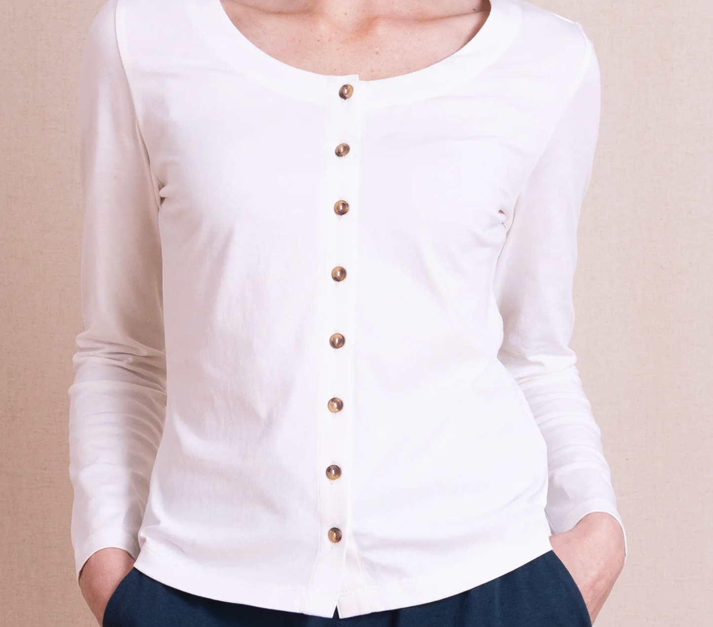 Nomads organic cotton ivory button through top
