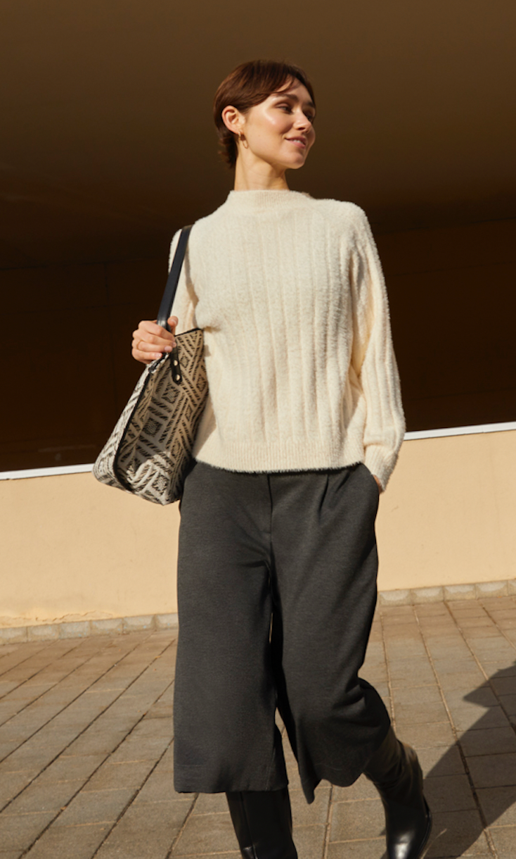 Paz Torras cosy cream ribbed sweater - [shop_name Strathaven] [womens clothing]