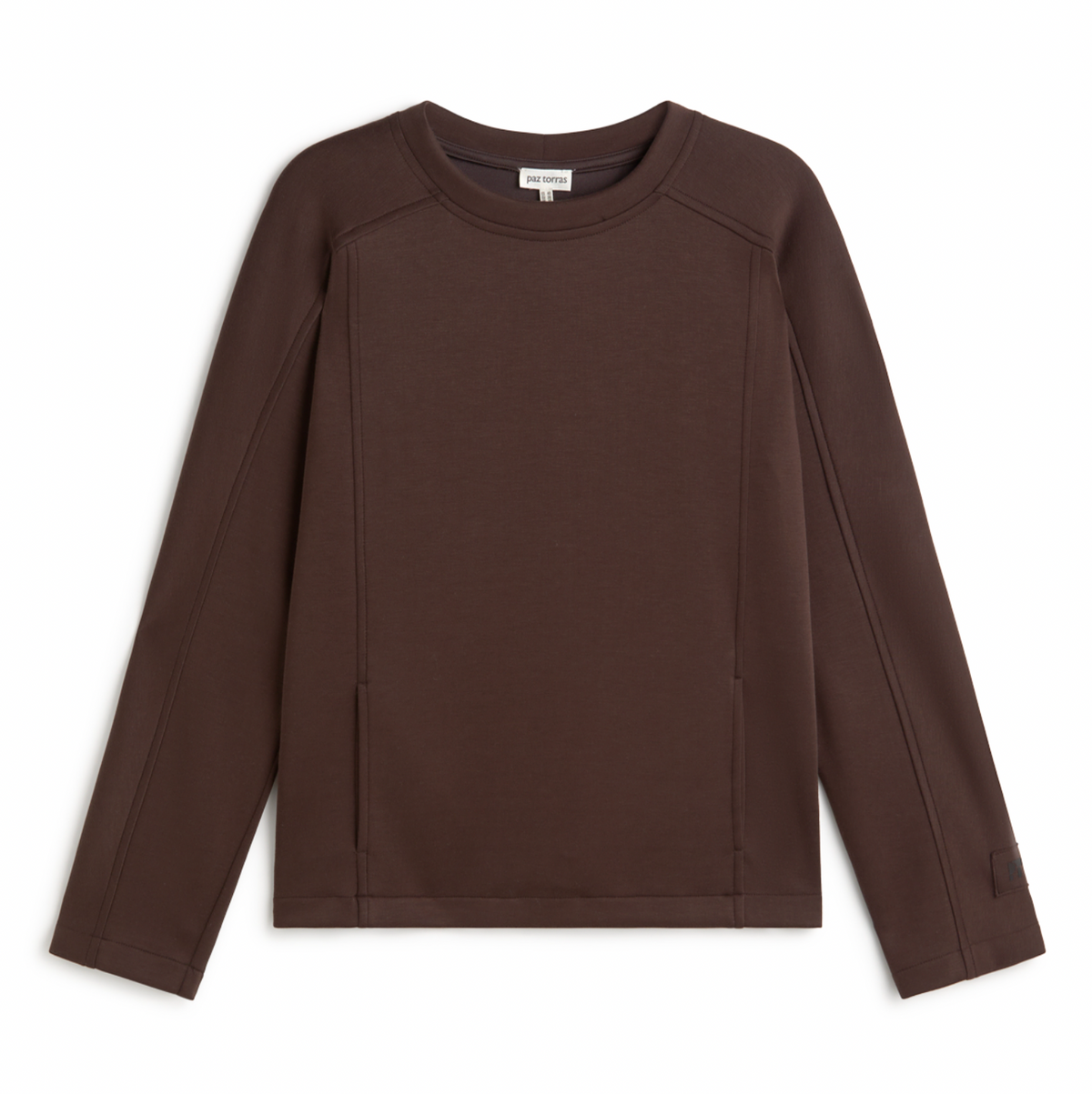 Paz Torras brown soft sweatshirt with pockets
