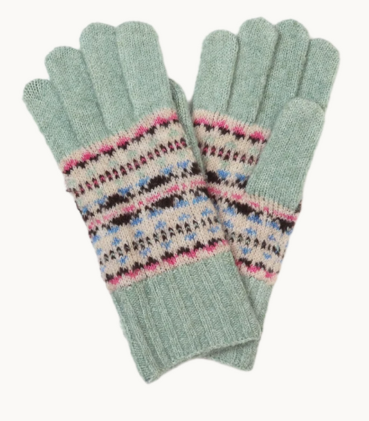 POM Iris recycled blend mint, pink & blue gloves - [shop_name Strathaven] [womens clothing]