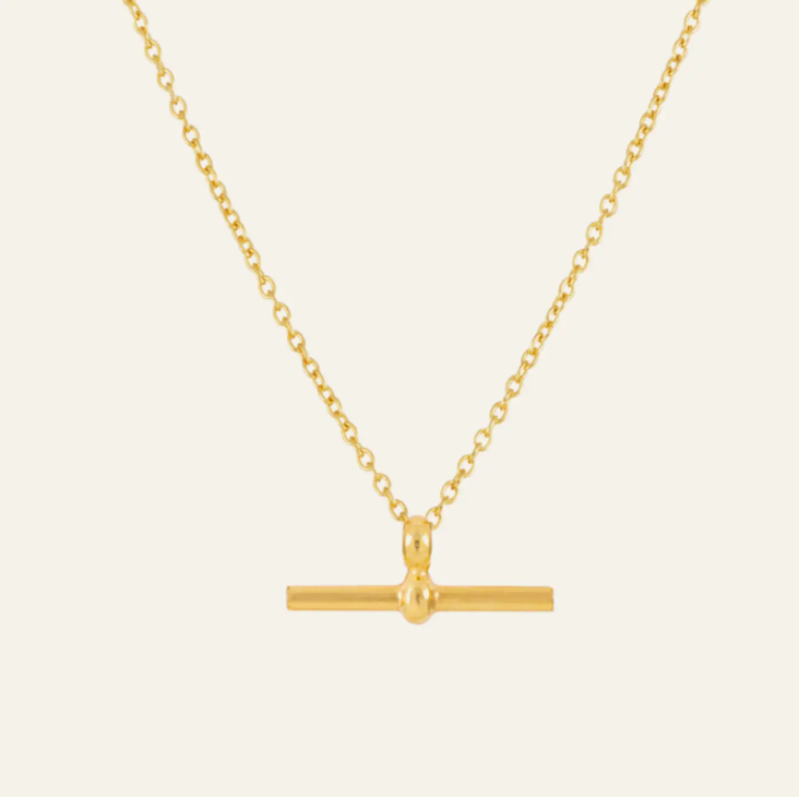 One & Eight gold t bar necklace
