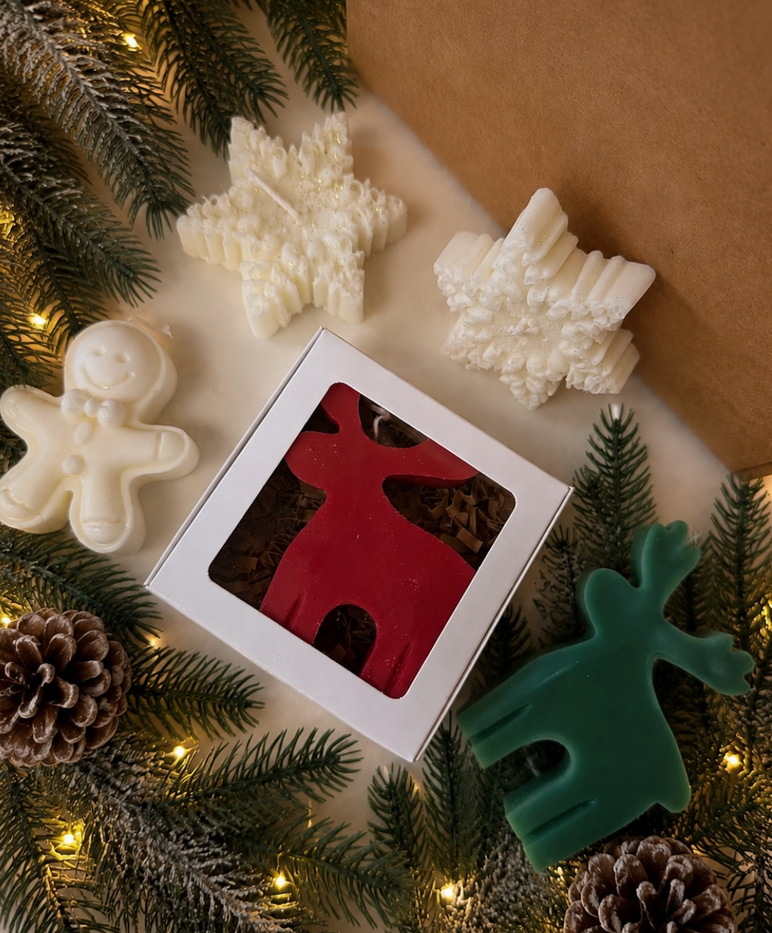 Reindeer shaped boxed candle with baked cinnamon bun scent - [shop_name Strathaven] [womens clothing]