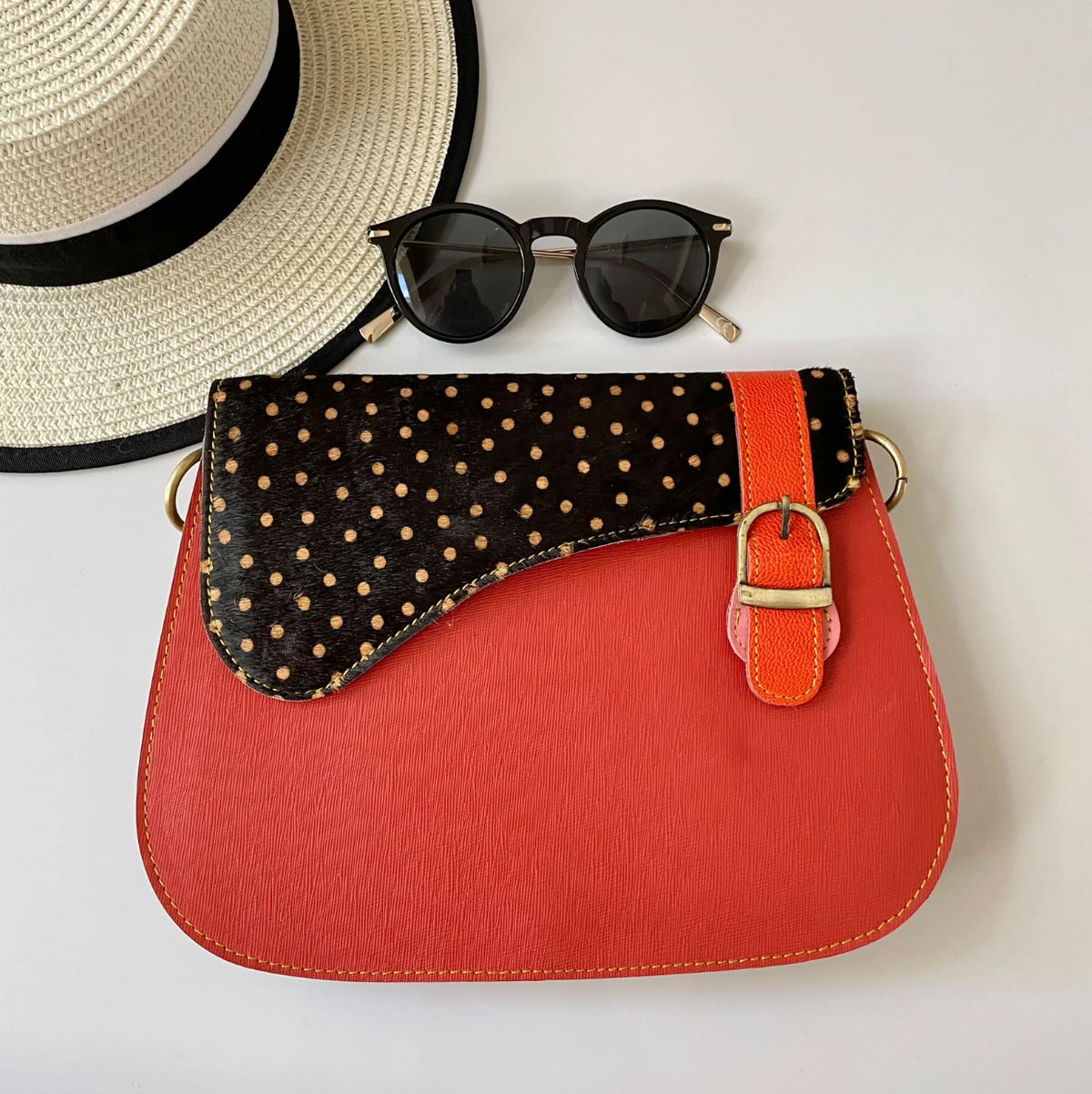 Nephele handmade recycled leather Darcy red handbag