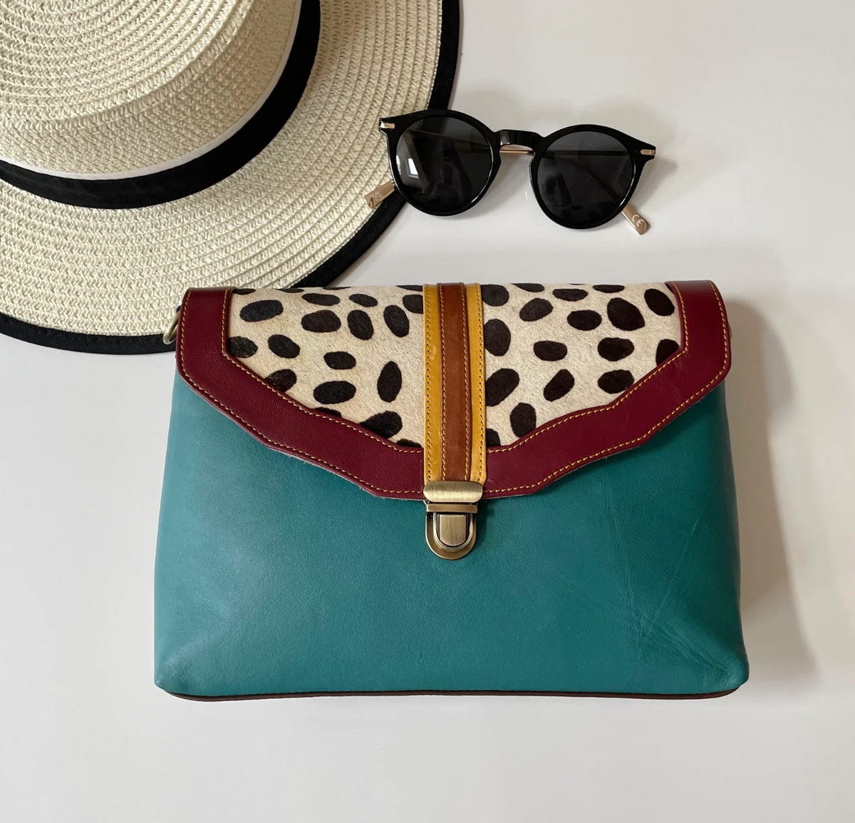 Nephele handmade recycled leather Hattie handbag