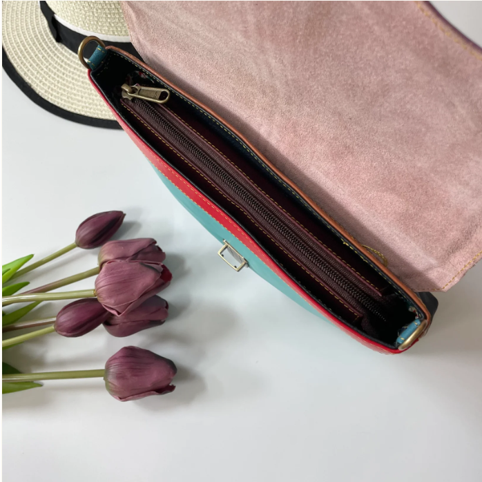Nephele handmade recycled leather Hattie handbag