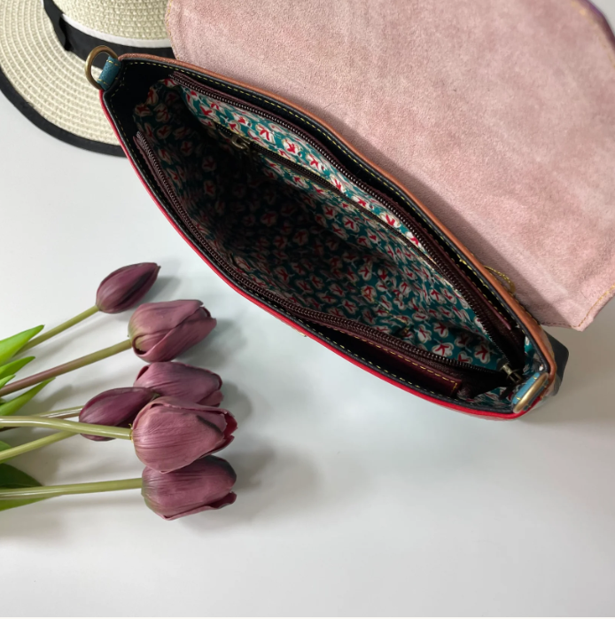 Nephele handmade recycled leather Hattie handbag
