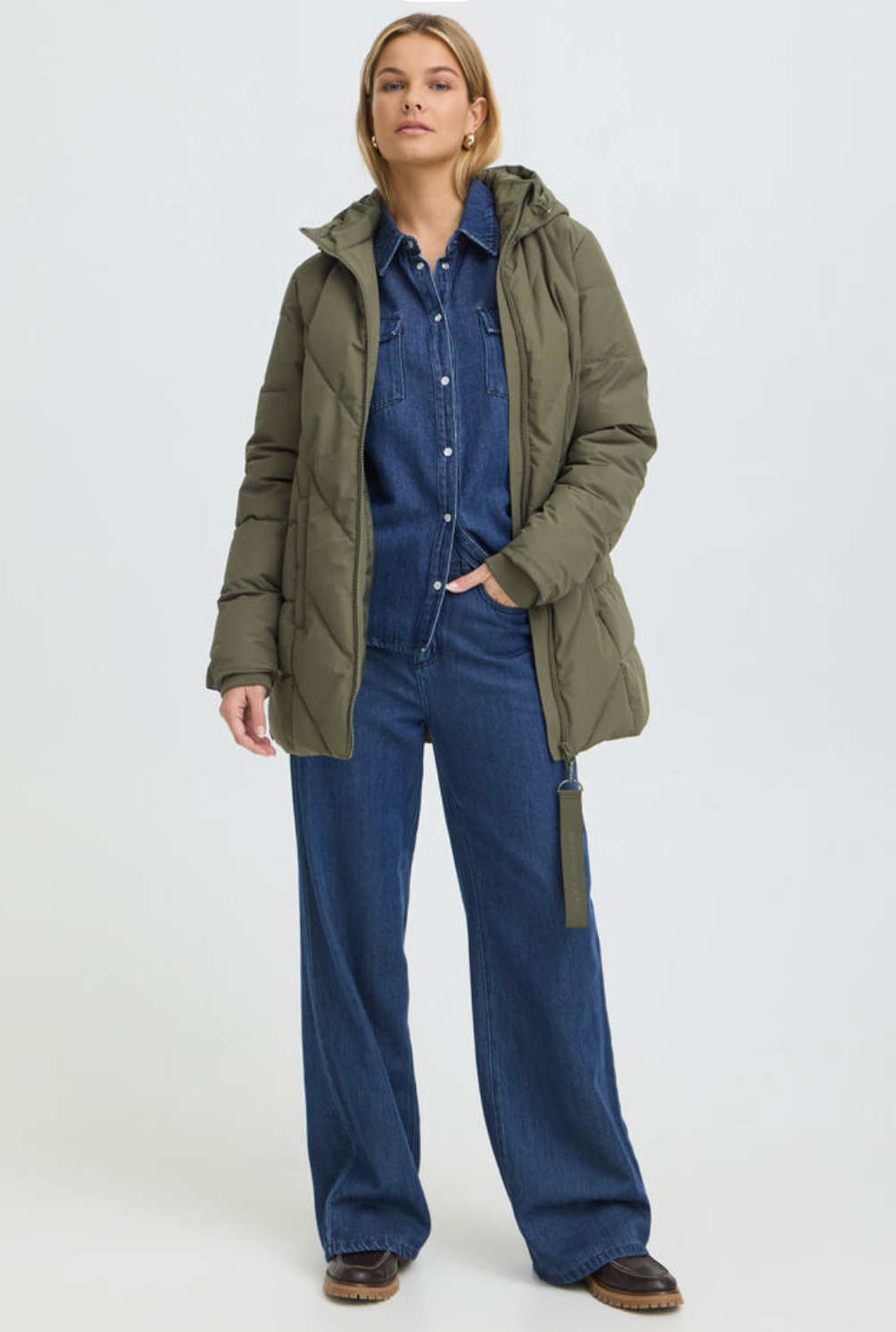 Fransa Maise hooded jacket in grape leaf olive green