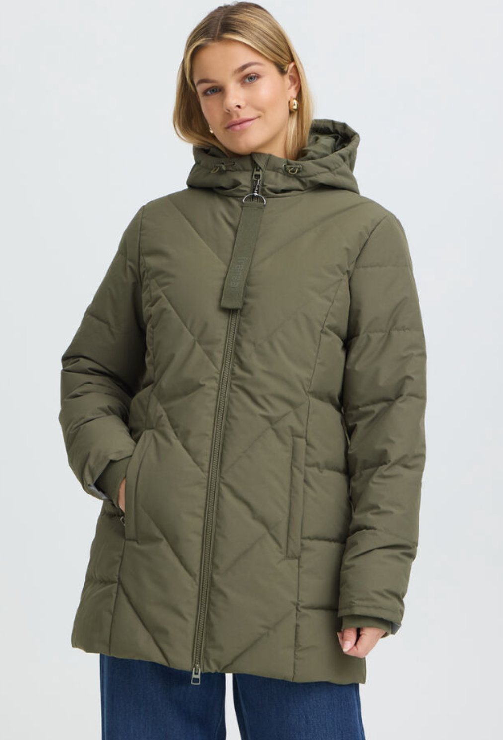Fransa Maise hooded jacket in grape leaf olive green