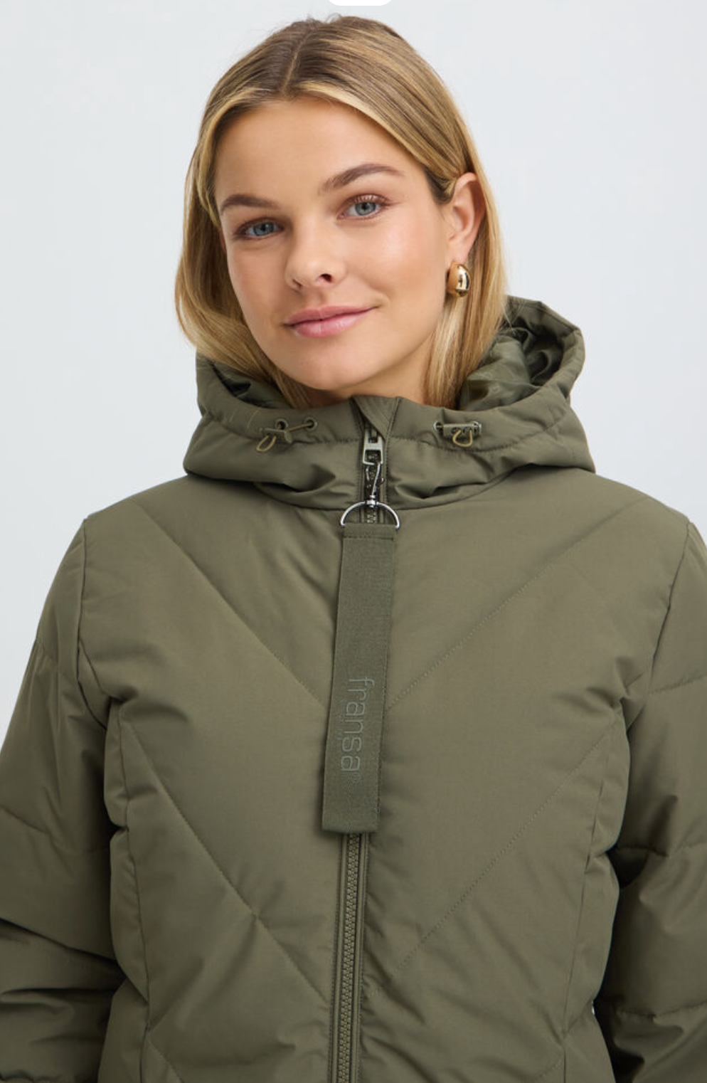 Fransa Maise hooded jacket in grape leaf olive green