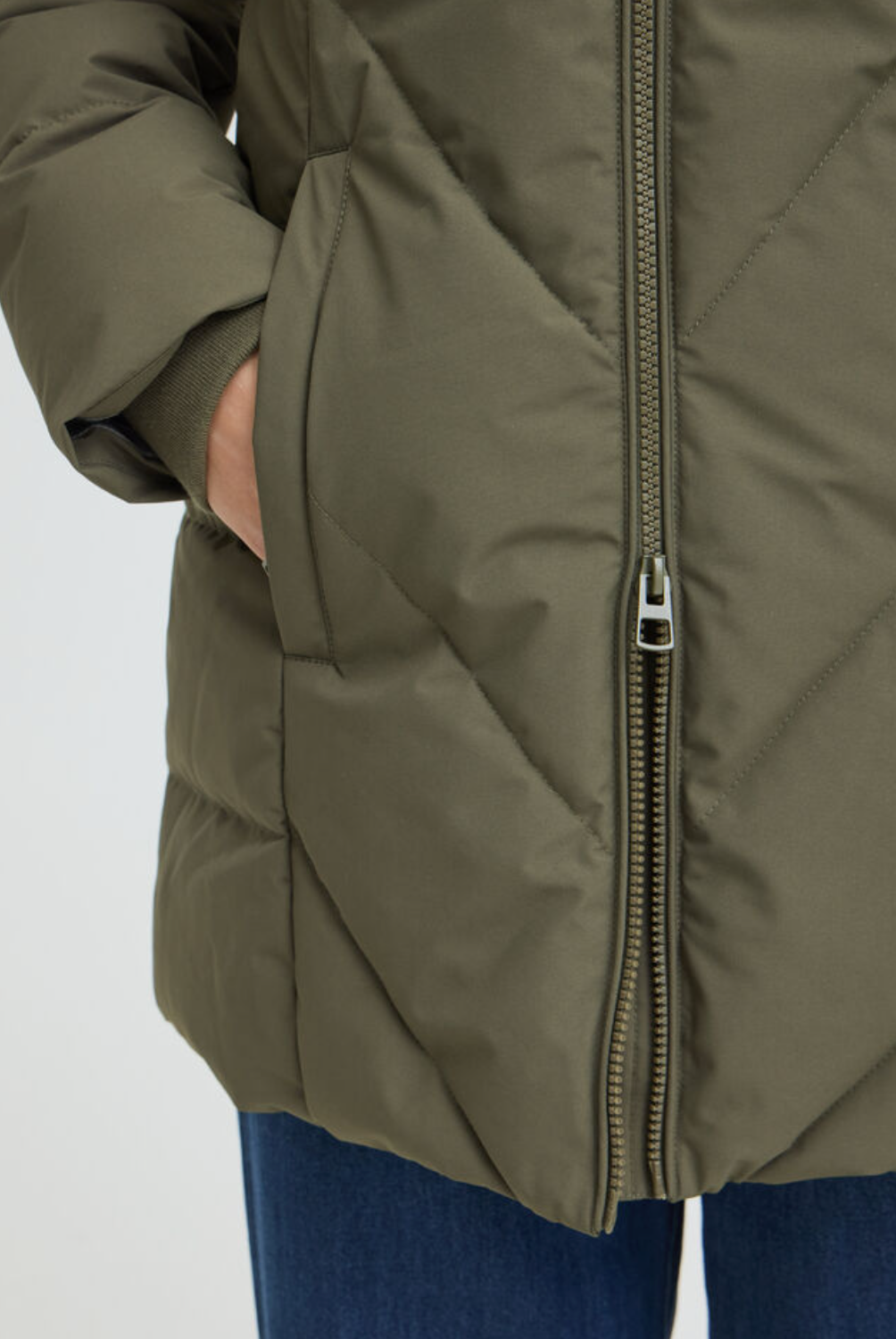 Fransa Maise hooded jacket in grape leaf olive green