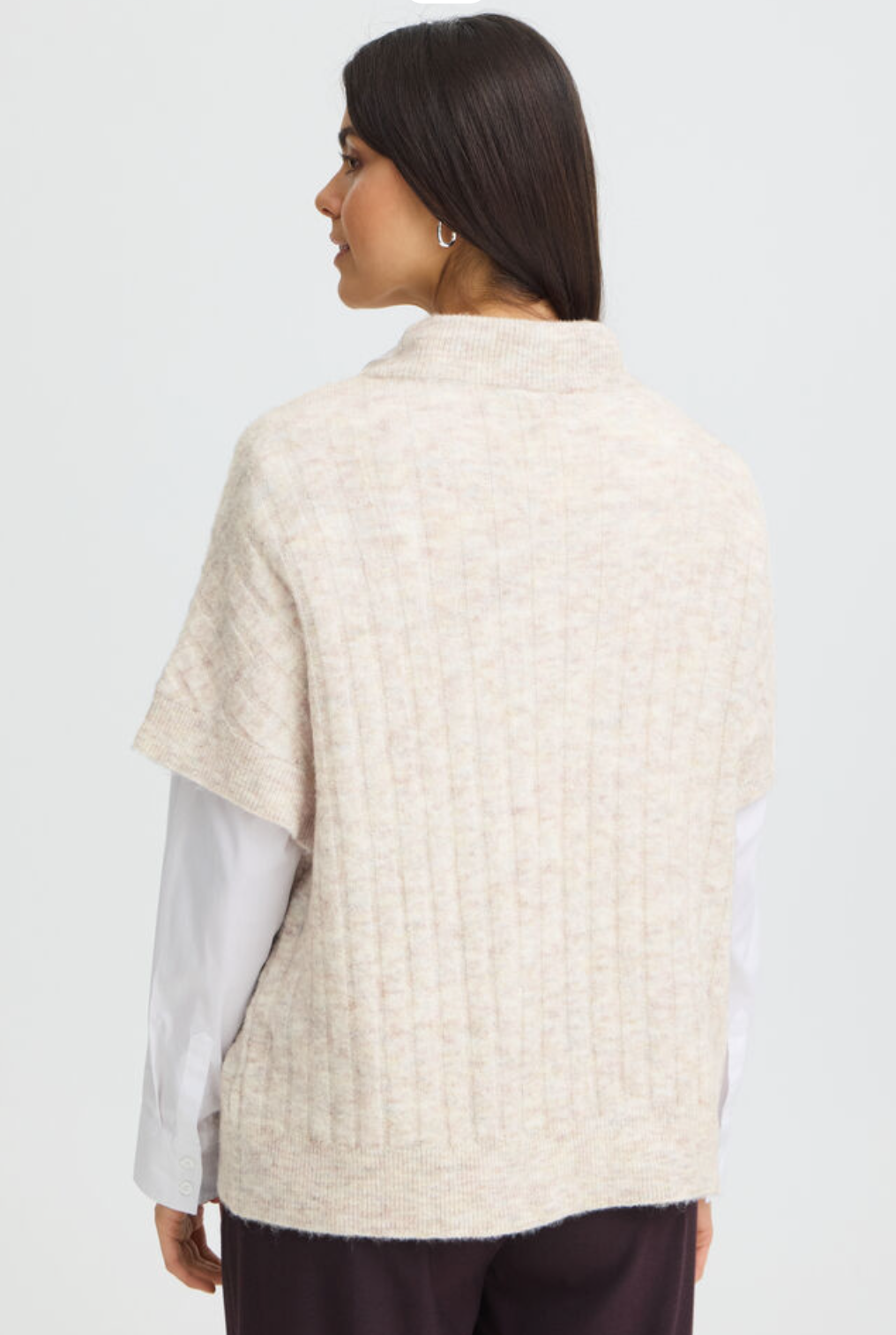 Fransa Sanny vest knit in oatmeal melange