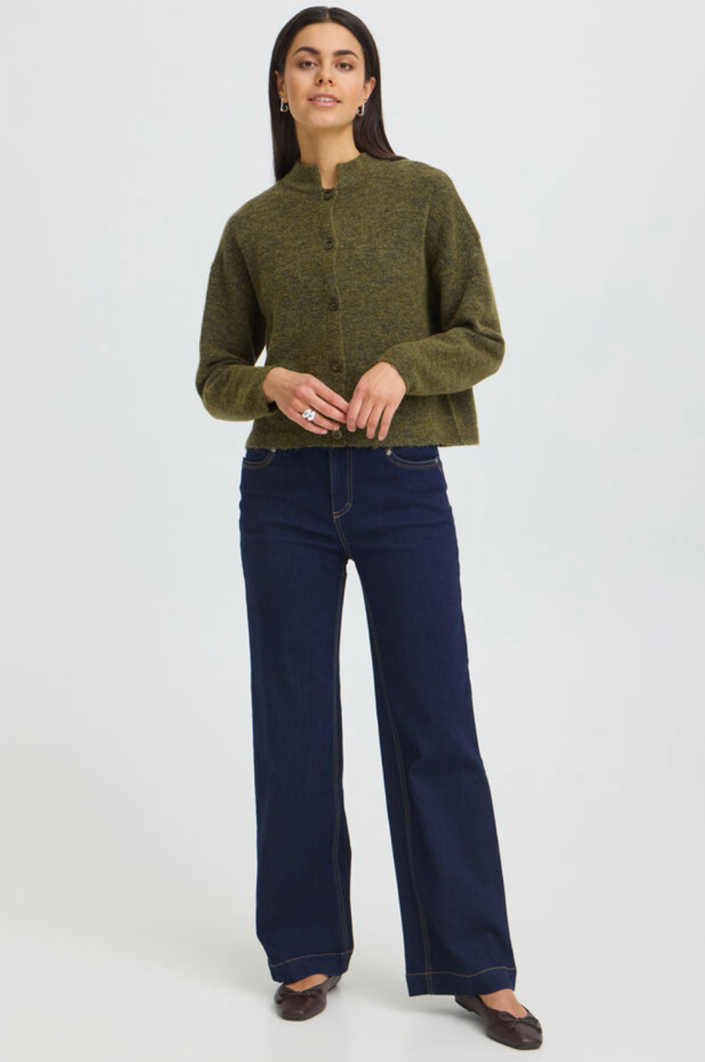 Fransa Sanny cardigan knit in fir green