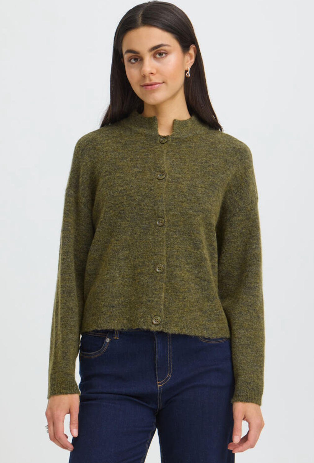 Fransa Sanny cardigan knit in fir green