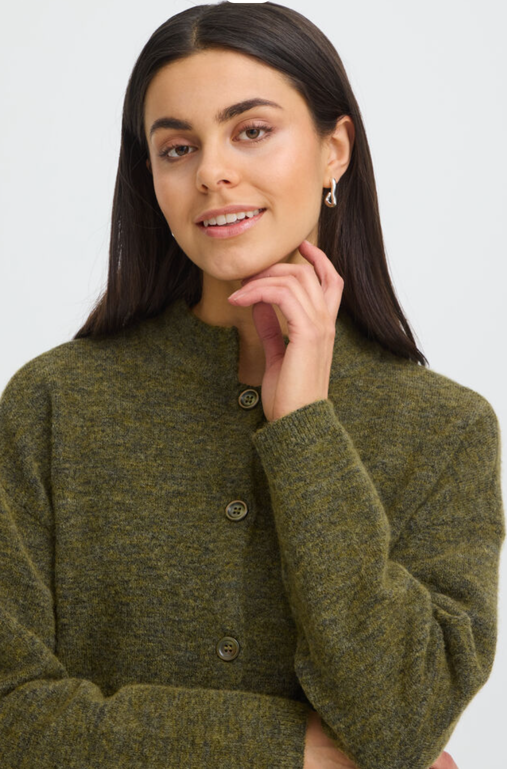 Fransa Sanny cardigan knit in fir green