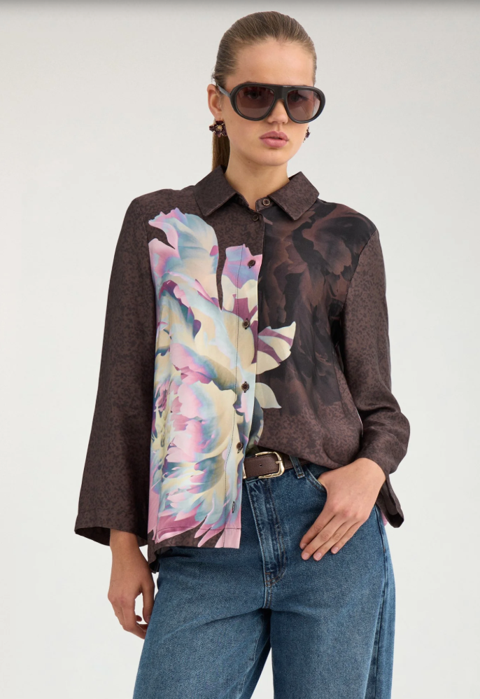 Numph Nucrisa blouse in black coffee - [shop_name Strathaven] [womens clothing]
