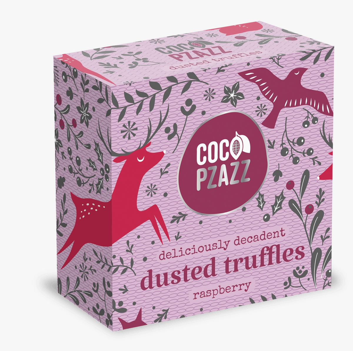 Coco Pzazz Christmas dusted raspberry truffle gift box