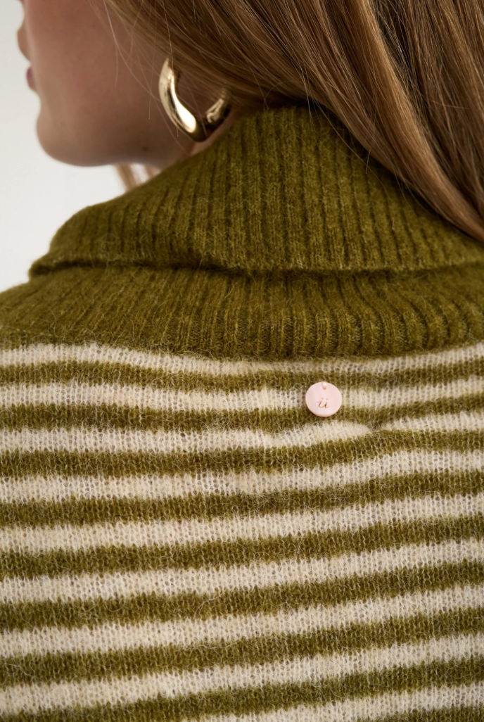 Numph Nuriette mini stripe sweater in fir green
