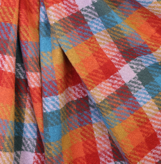 POM Jessica red, lilac and multi check scarf