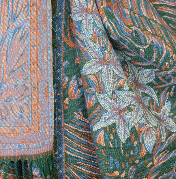 POM Celia green, blue & rust mix scarf