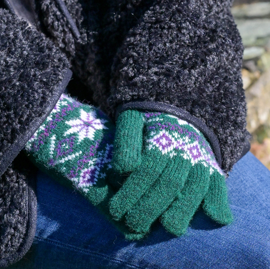 POM Recycled blend green mix starflower gloves
