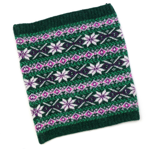 POM Recycled poly Green & pink star flower snood - arriving end Oct
