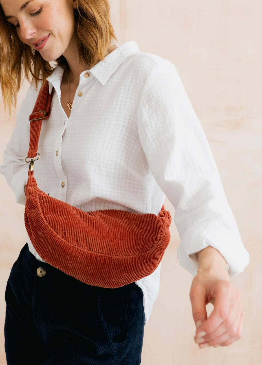 Lily & Me Terracotta crossbody cord bag