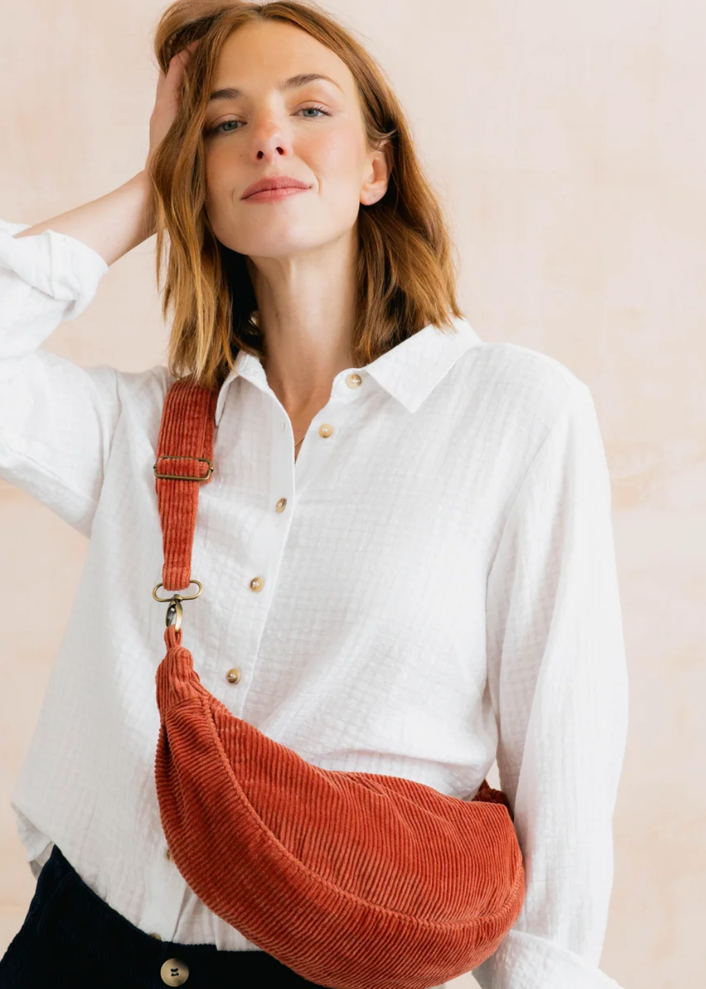 Lily & Me Terracotta crossbody cord bag