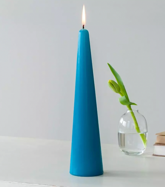 Cone candle teal blue - tall