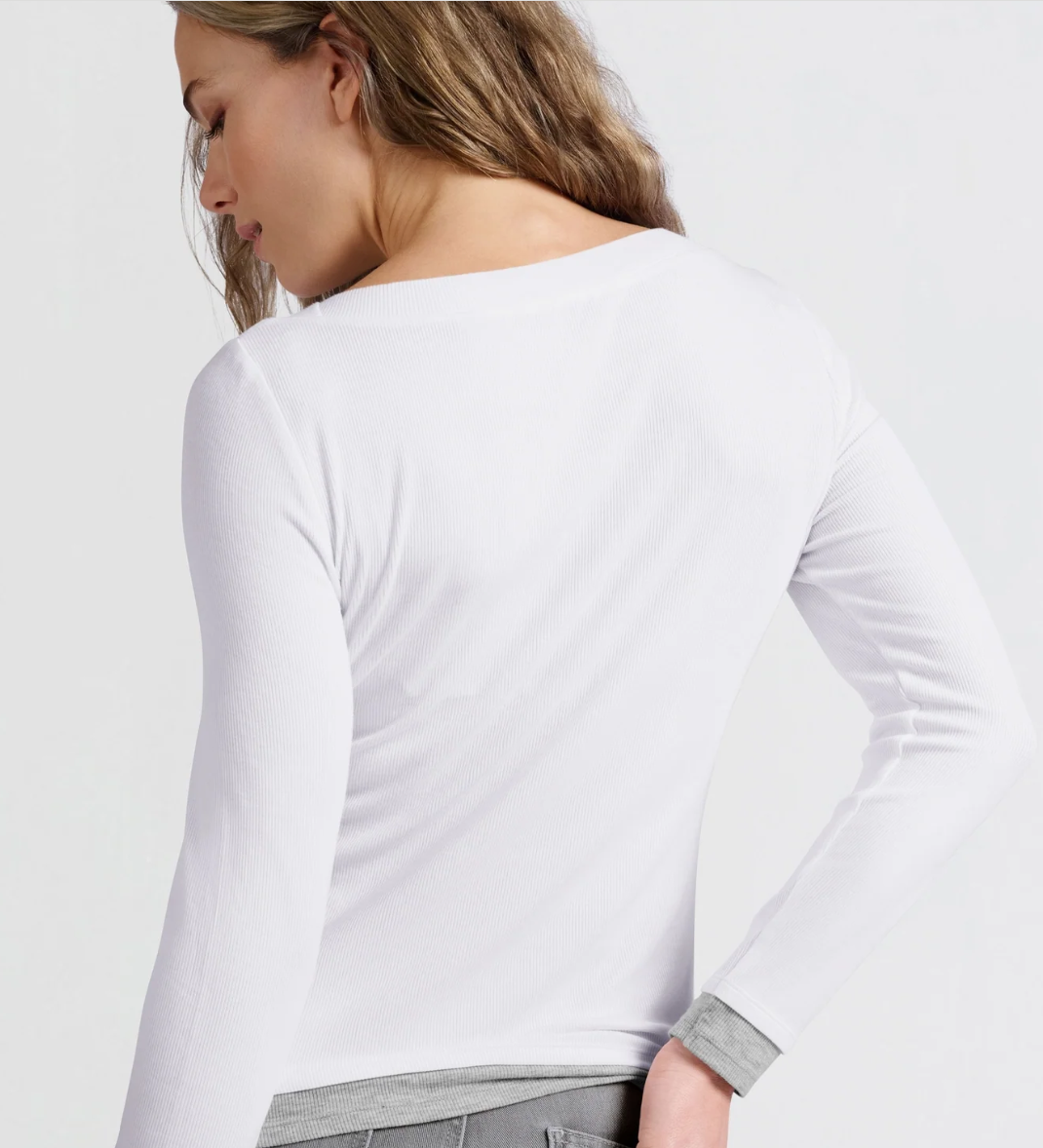 Yaya faux double layer top in white