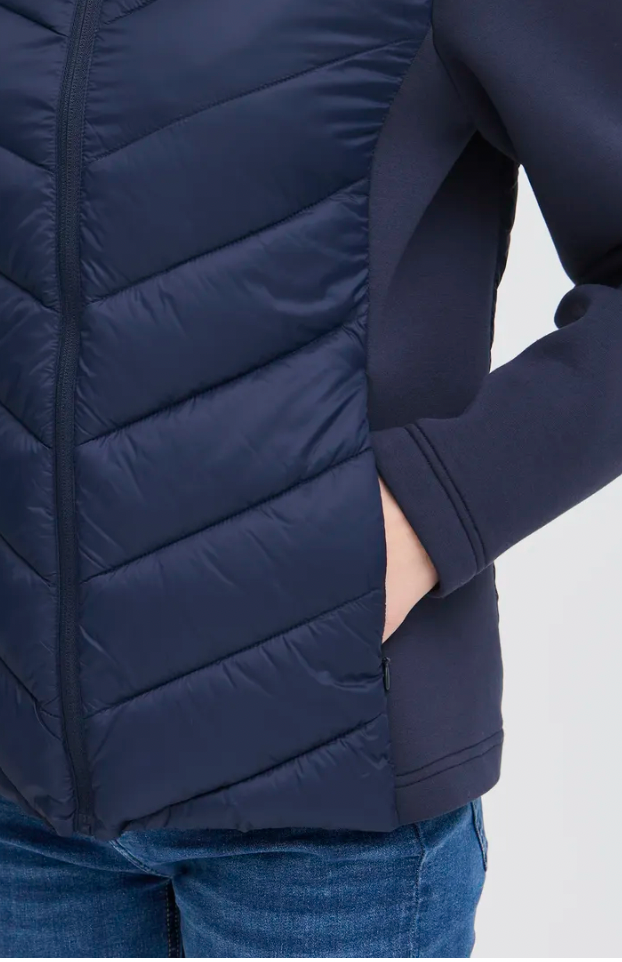 Fransa padding jacket in navy with cosy sleeves